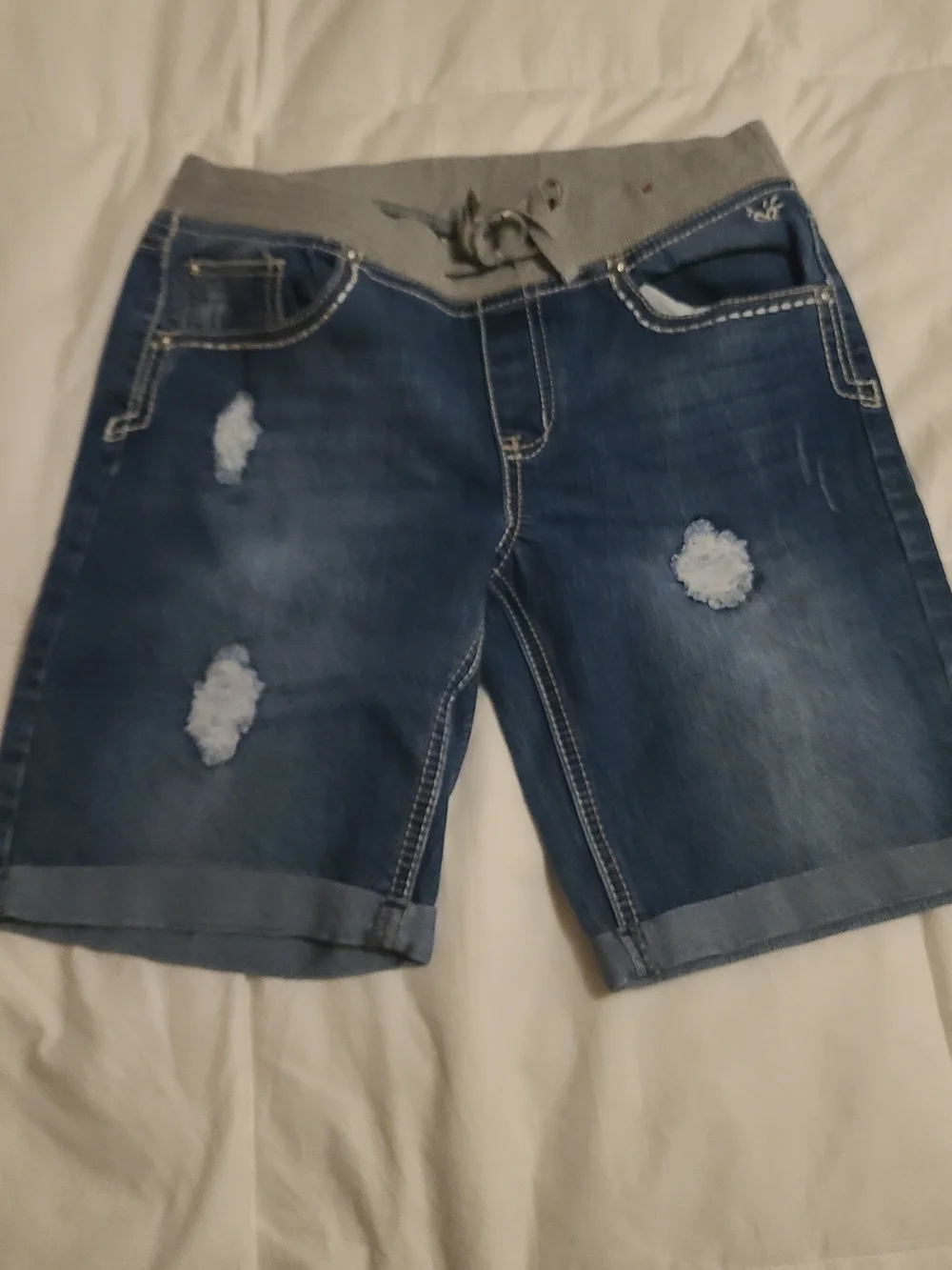 Justice Light Blue Denim Shorts with Knit Waistband Size 12 1/2